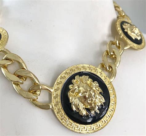 is versace jewelry real gold|authentic Versace lion necklace.